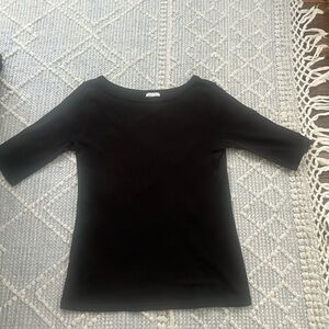 Michael Stars Black Boatneck Elbow Sleeve Top